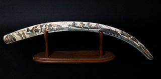 Fine Inuit Polychromed Antique Walrus Tusk