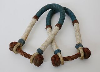 Pair of Tricolor Painted Rope Beckets, 19th Century