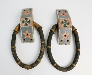 Pair of American Carved and Painted Beckets, circa 1850