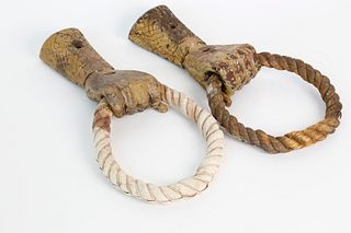 Scarce Pair of Fist Carved Beckets, circa 1840-50