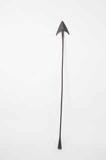 Signed Wrought Iron Double Flue Whaling Harpoon, circa 1850s, initialed "E.S."