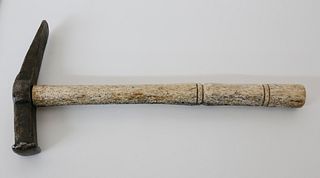 Whaler Made Antique Whalebone and Cast Steel Hammer, circa 1870