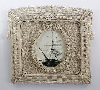 Sailor Crafted Macrame Picture Frame, circa 1880