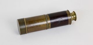 Brass and Mahogany Five-Draw Captain's Spyglass, 19th Century