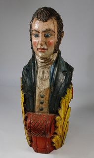 Vintage Ship's Figurehead Style Carving of a 19th Century Gentleman