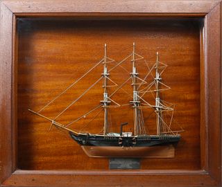Cased Half Hull Model of the Steam Sail Auxiliary Ship Savannah