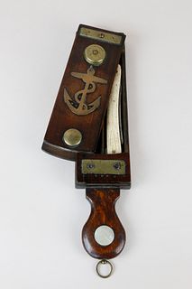 Brass Mounted Rosewood Ship Captain's Razor Case, late 19th Century