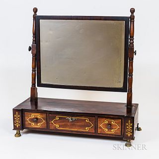 Regency Brass-inlaid Mahogany Dressing Mirror
