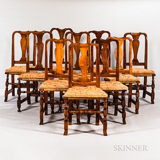 Assembled Set of Ten Queen Anne-style Dining Chairs