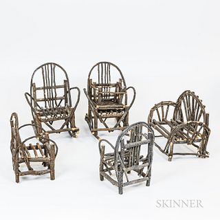 Group of Miniature Adirondack Seating Furniture