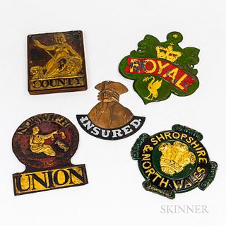 Five Painted Metal Insurance Markers