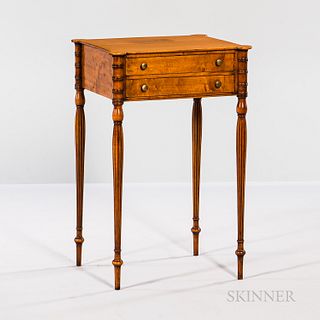 Federal-style Maple Two-drawer Sewing Table