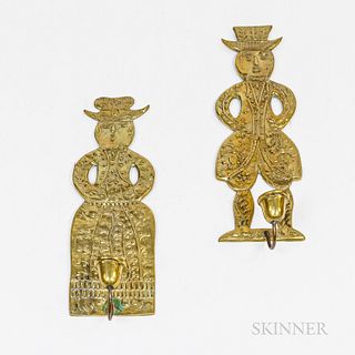 Pair of Figural Brass Wall Sconces