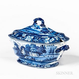 Blue and White Transfer-decorative Covered Soup Tureen