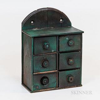 Green-painted Wooden Spice Box