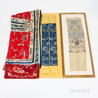 Three Pieces of Chinese Silk Embroidery