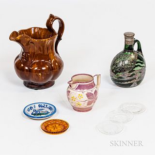 Eight Glass and Pottery Items