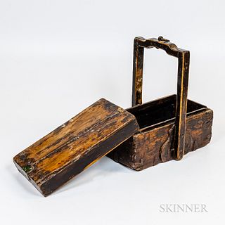 Country Black-painted Handled Wooden Carrier