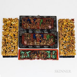 Seven Chinese Carved Wood Items