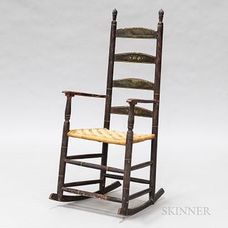 Country Ladder-back Paint-decorated Rocker