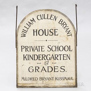 Painted William Cullen Bryant House School Sign