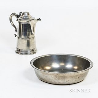 Pewter Covered Pitcher and Bowl