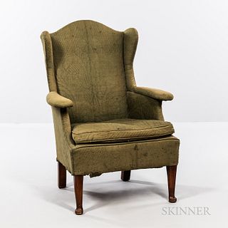 Green Linsey Woolsey Upholstered Mahogany Armchair