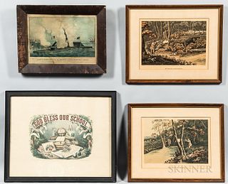 Four Framed Colored Lithographs