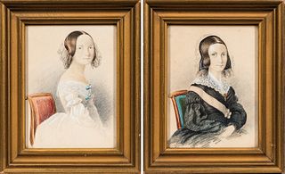 Four Framed Miniature Watercolor Portraits