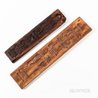 Two Figural Carved Cookie Boards