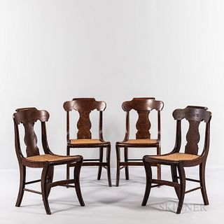 Four Classical Tiger and Bird's-eye Maple Side Chairs