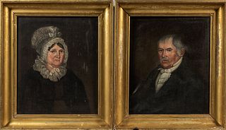 Pair of American Gilt-framed Portraits