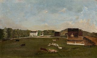 American School Oil on Canvas of a Farm