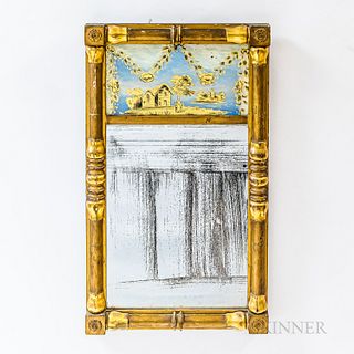 Reverse-painted Gilt-framed Mirror