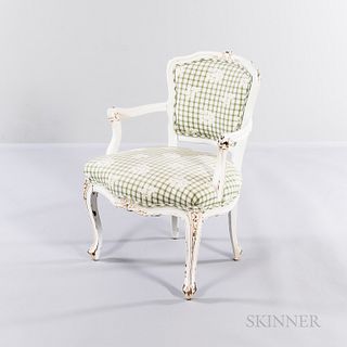 Louis XV-style White-painted Fauteuil