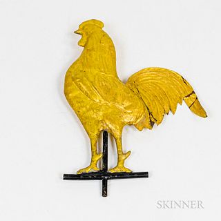 Small Gilt Tin Rooster Weathervane