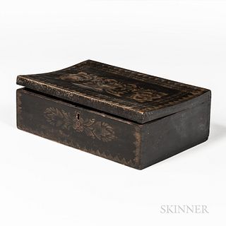 Black-painted and Stencil-decorated Pine and Poplar Box