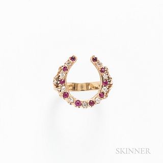 14kt Rose Gold, Ruby, and Diamond Ring