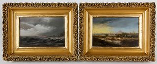 Pair of Miniature Seascapes on Artist Board, late 19th Century