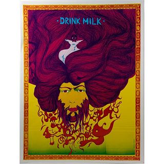 Drink Milk Psychedelic Art Poster