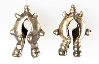 Pair of 12K Gold Mamuli Earrings, Indonesia, XIX c.