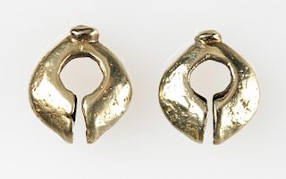 Pair of 12K Gold Mamuli Earrings, Indonesia, XIX C.