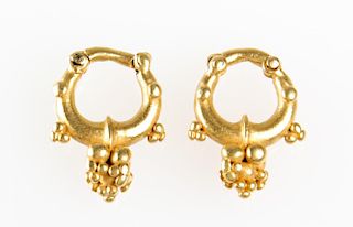 Pair of 22K Gold Earrings, XIX c. Afghanistan