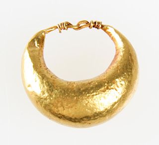 22K Gold Hollow Earring, Roman Period, II c. B.C.E.