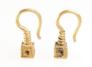 Pair of 22K Gold Cubic Earrings