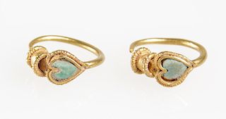 Pair of 22K Gold / Turquoise Earrings