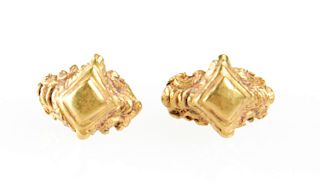 Pair of 22K Gold Earrings, Majapahit Kingdom (1293-1527), Java