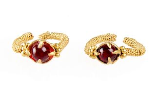Pair of 22K Gold / Glass Earrings, Java, XV c.
