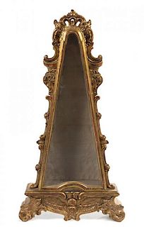 A Rococo Style Giltwood Vitrine Height 49 x width 25 1/2 x depth 5 3/4 inches.