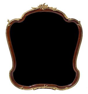 A Louis XV Style Gilt Bronze Mounted Mahogany Mirror Height 36 x width 37 inches.